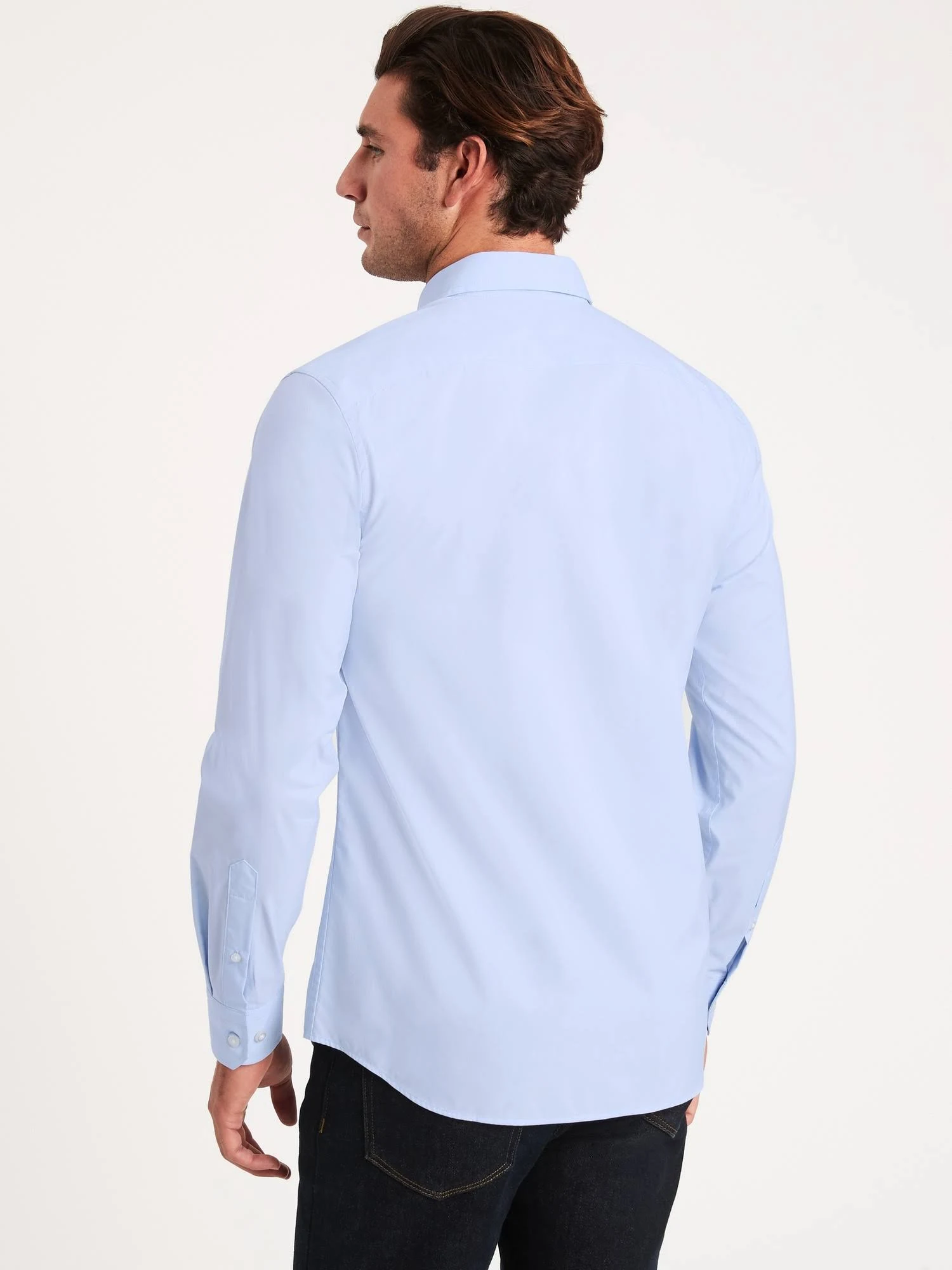 Banana Republic Men's Slim-Fit Tech-Stretch Cotton Shirt Basic Blue Size XL