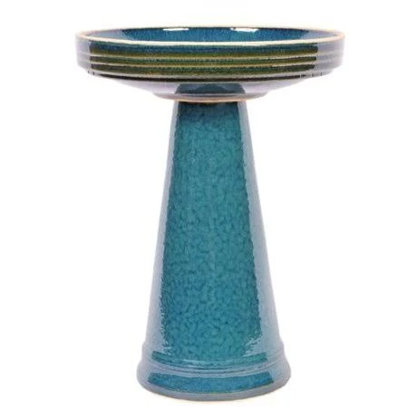 Birds Choice 19x22 Burley Clay Simple Elegance Birdbath Turquoise