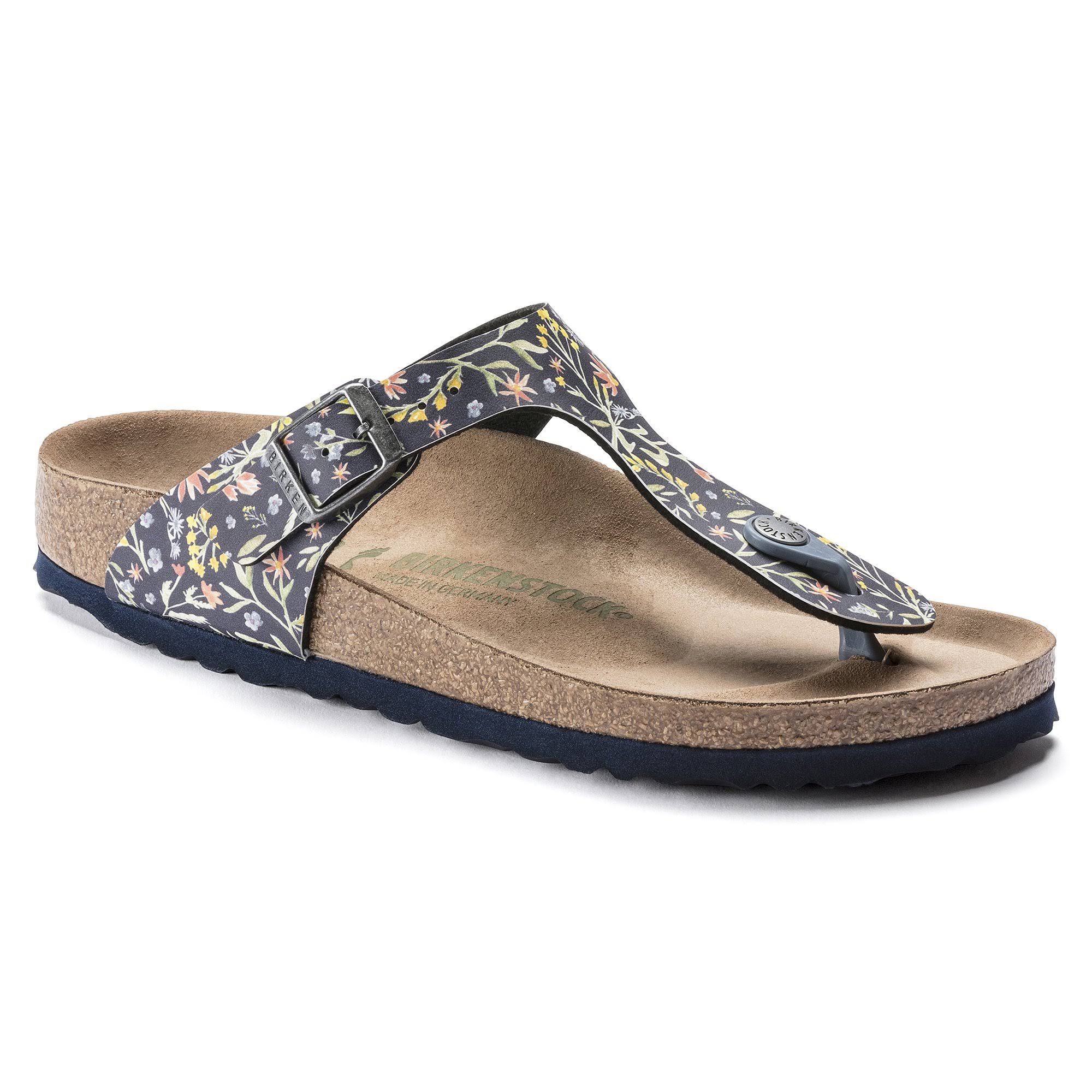 Birkenstock Women's Gizeh Vegan Sandals - Watercolor Flower Navy
