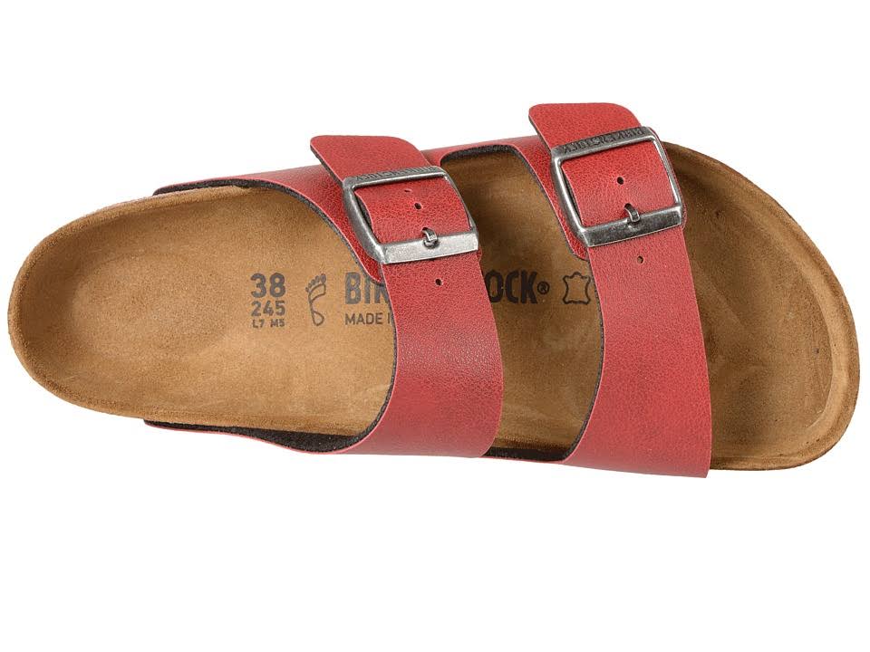 Birkenstock Women's Arizona Sandal - 42 - Bordeaux Pull Up Birko-Flor