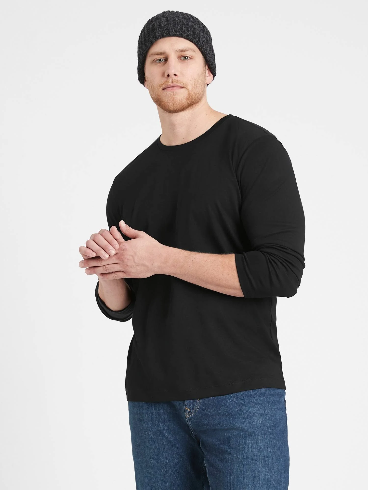 Banana Republic Men's Luxury-Touch Crew-Neck T-Shirt Black Size M