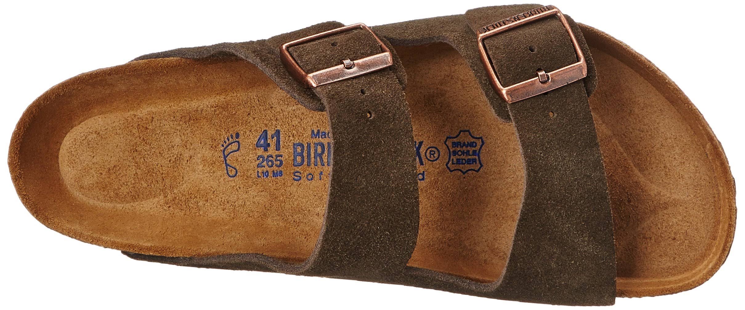 Birkenstock Unisex Arizona Suede with Soft Footbed Sandal, Mocha, M 6.5/W 8.5