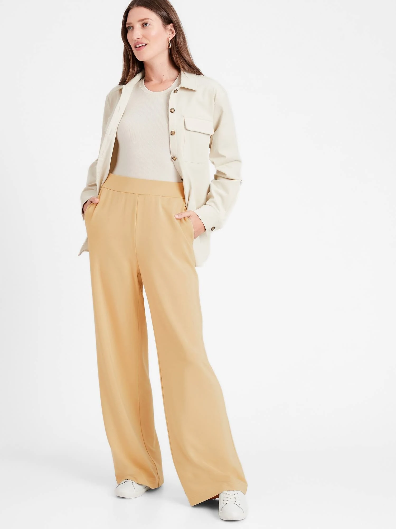 Banana Republic Women's Baby Terry Wide-Leg Lounge Pant Baja Sand Size S