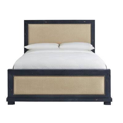 Lockridge Solid Wood and Upholstered Low Profile Standard Bed Birch Lane Color: Distressed Black, Mattress Size: Queen