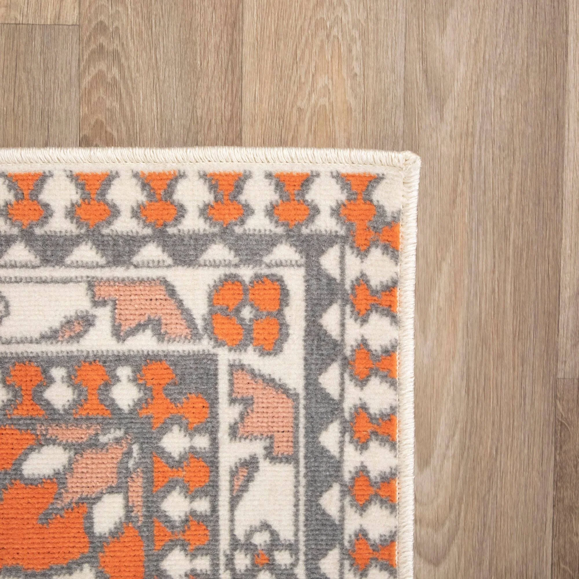 Morvarid Floral Medallion Area Rug - 7&10x22 x 10& - Coral