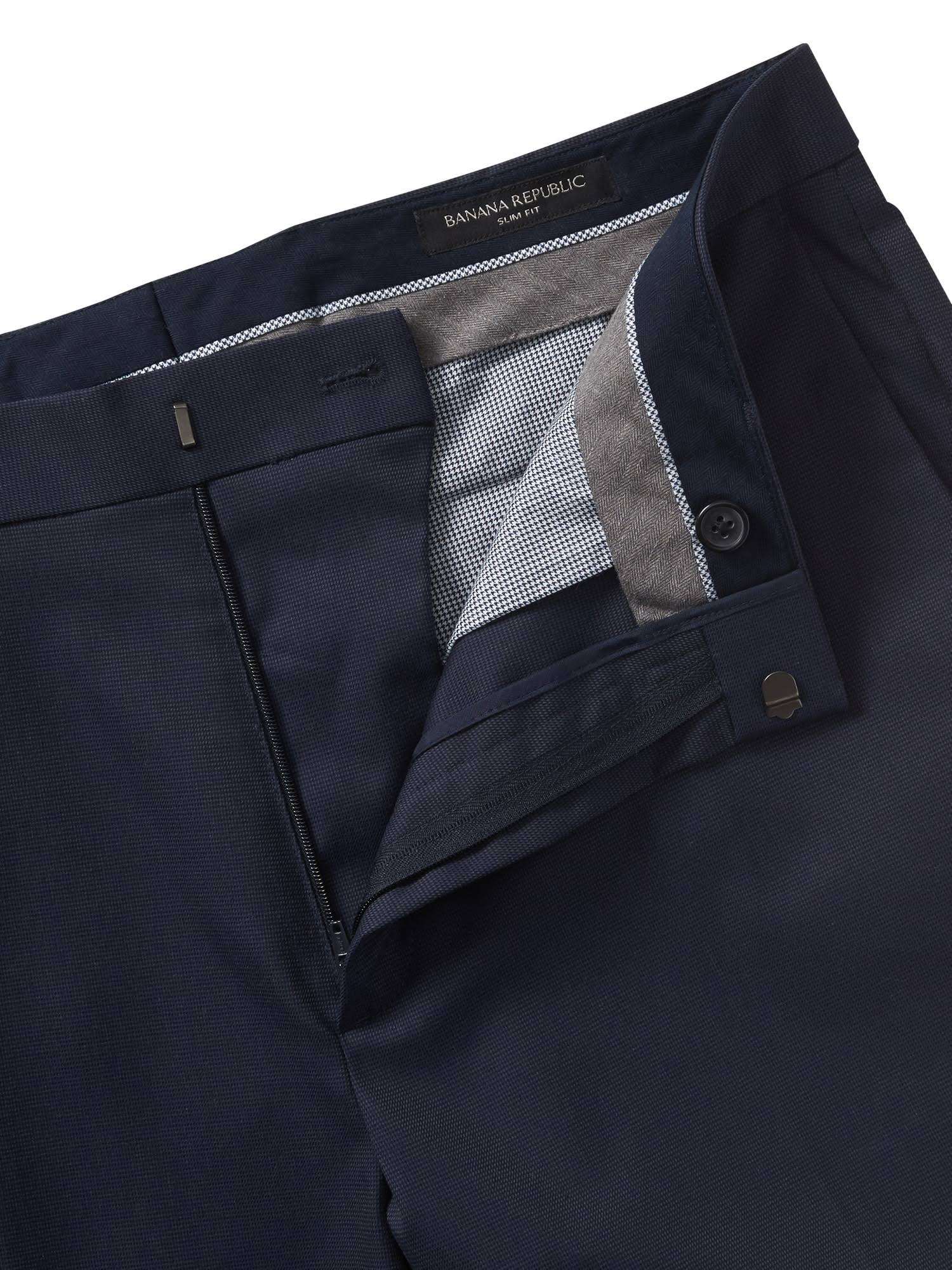 Banana Republic Men's Slim Non-Iron Stretch Cotton Solid Pant Navy Size 38W 32L