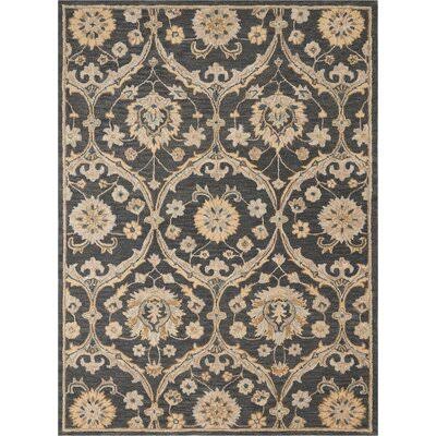 Tracy Floral Hand-Tufted Wool Navy Blue/Beige Area Rug