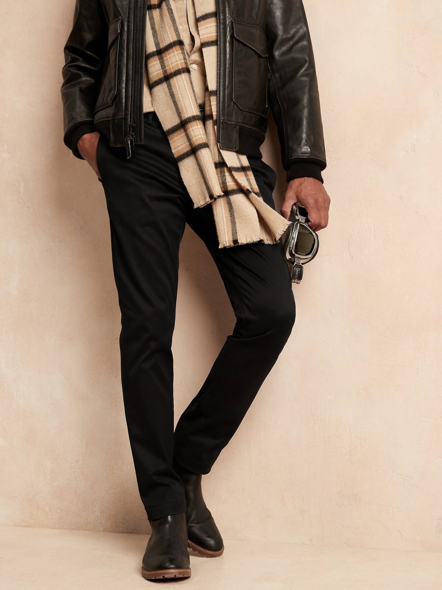 Banana Republic Men's Skinny Rapid Movement Chino Pant Black Tall Size 35W 36L