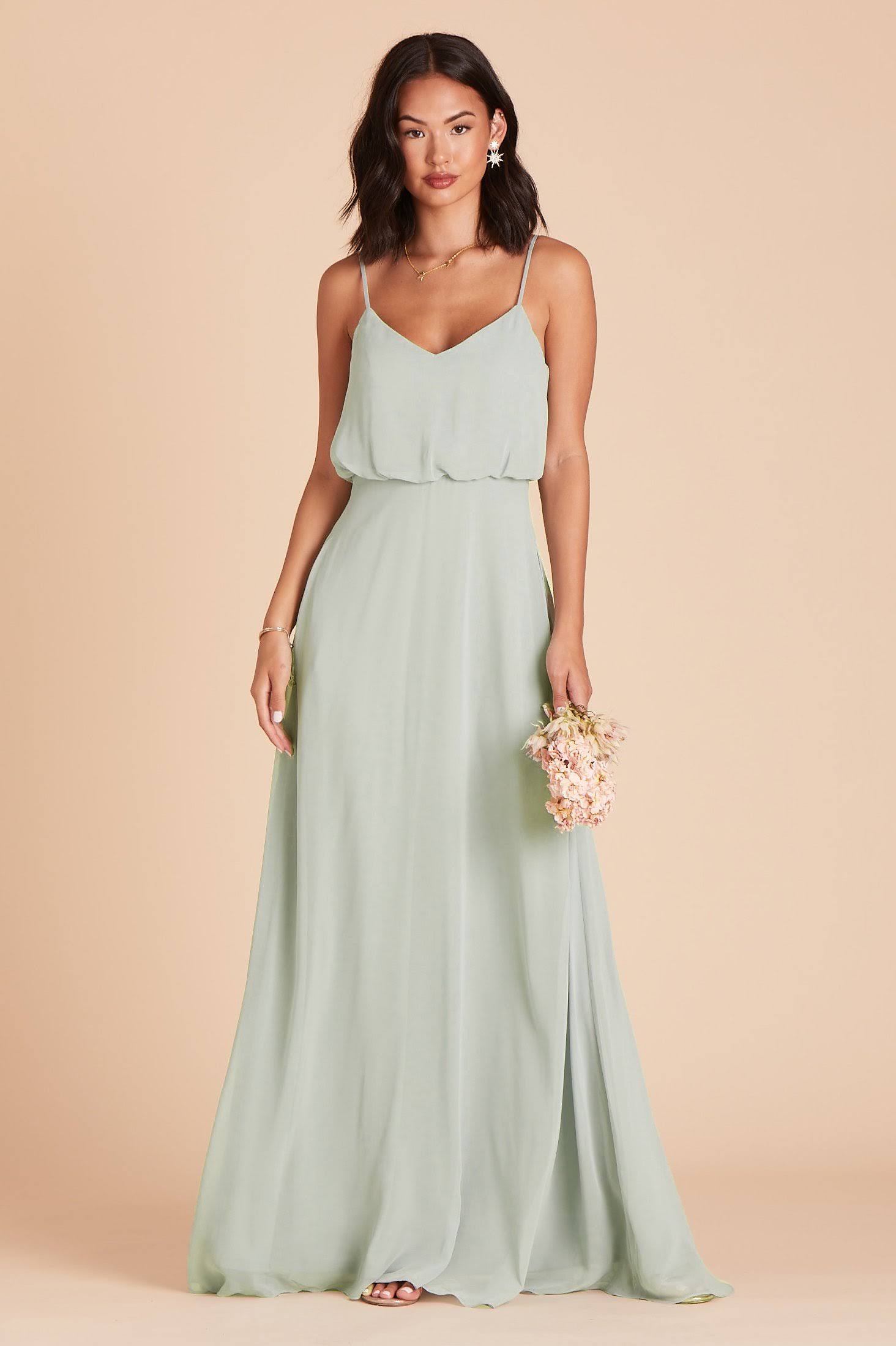 Gwennie Chiffon Bridesmaid Dress in Sage XXL / Sage / No Slit