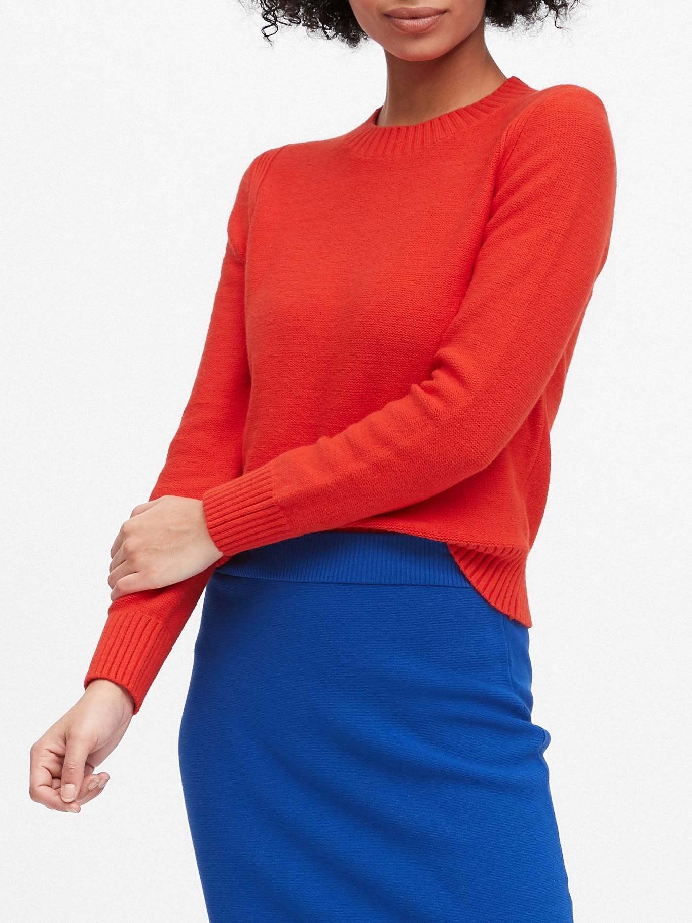 Banana Republic Women's Supersoft Cotton Crew-Neck Sweater Hot Red Size XS