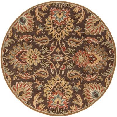 Arden Oriental Handmade Tufted Wool Dark Brown/Garnet Area Rug Birch Lane Rug Size: Round 6&
