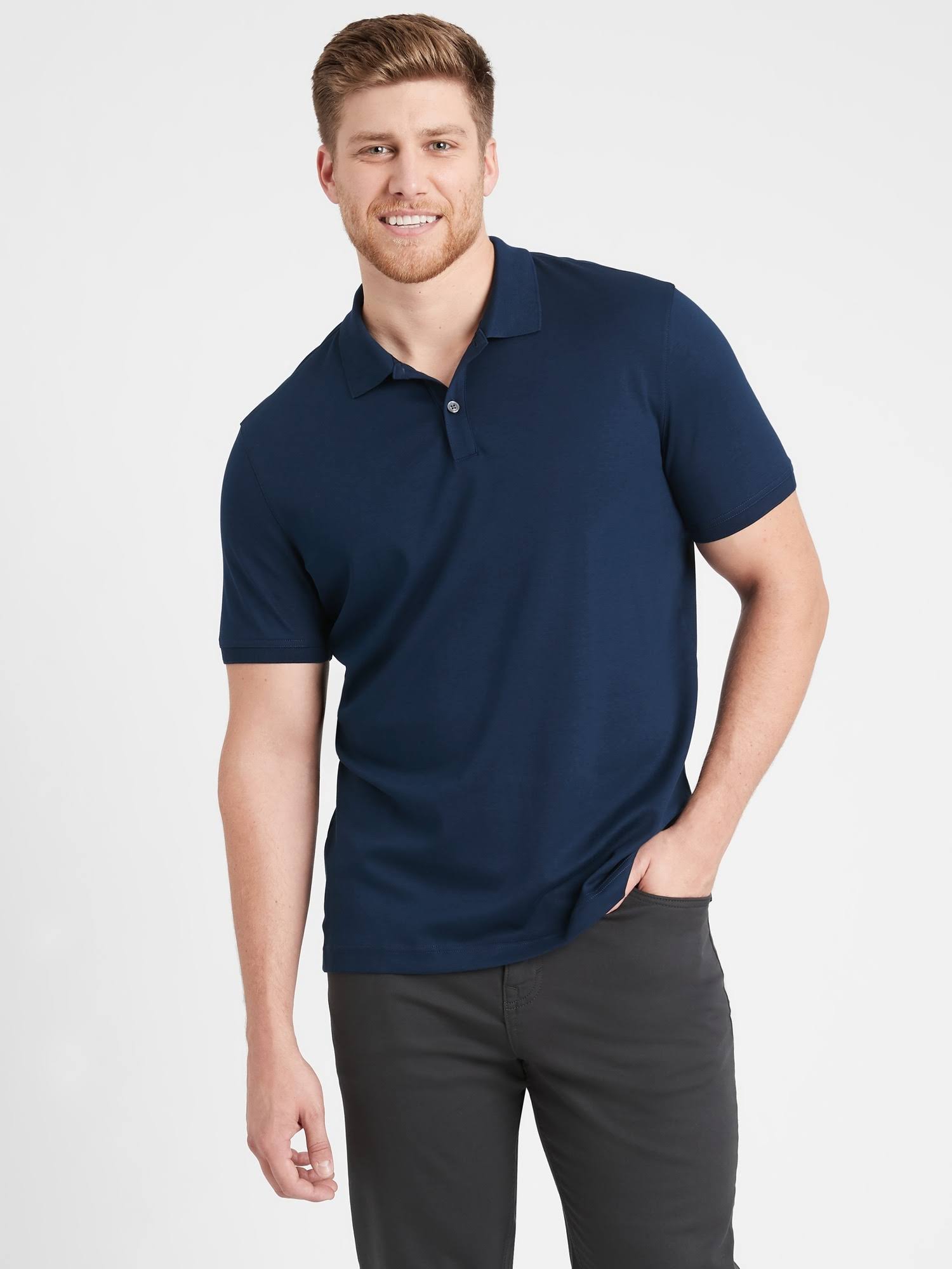 Banana Republic Men's Luxury-Touch Polo Shirt Navy Blue Size Xxs