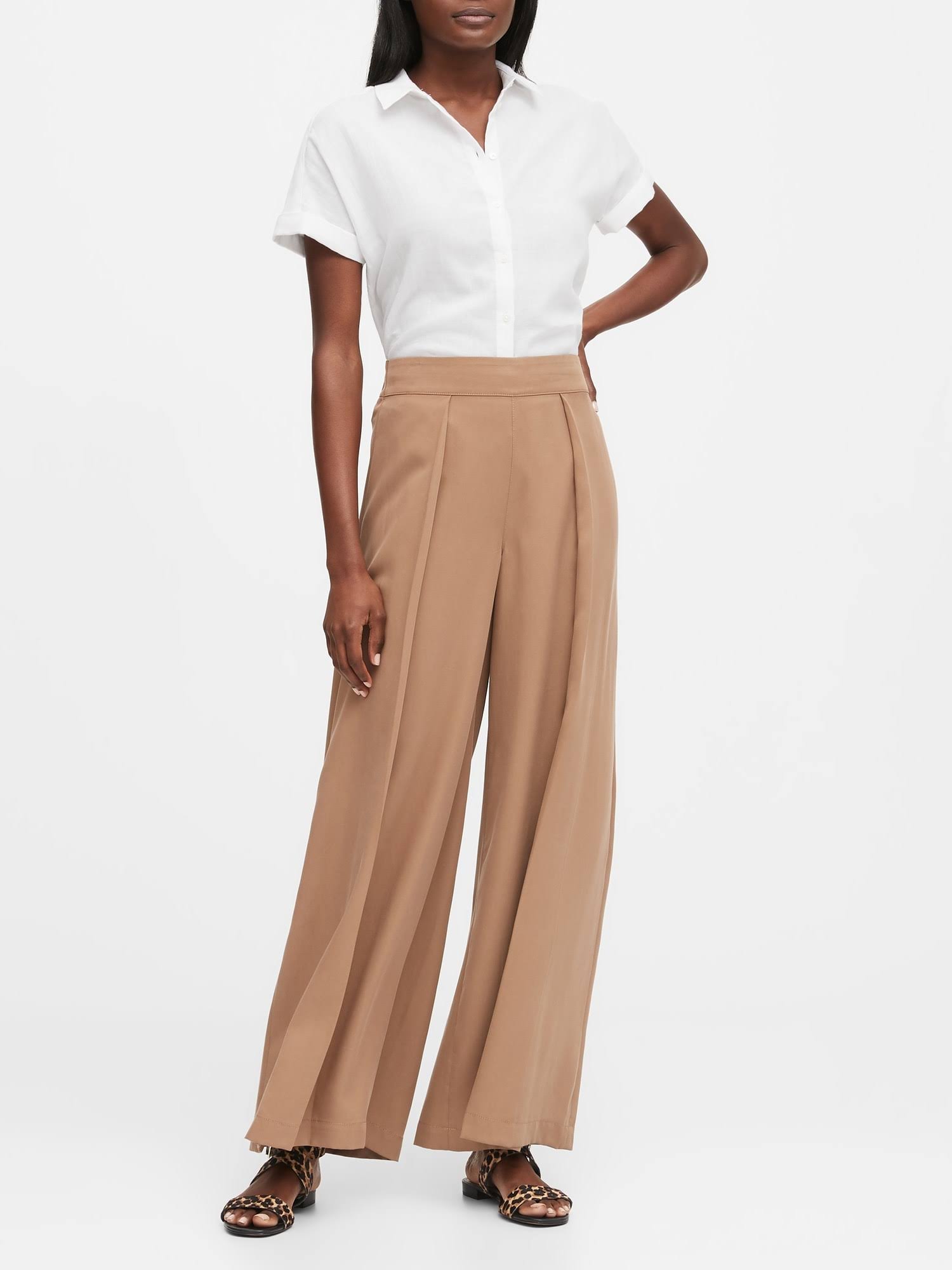 Banana Republic Women's Cotton Gauze Roll-Cuff Shirt Pure White Size L