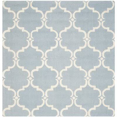 Mifley Geometric Handmade Tufted Wool Blue/Ivory Area Rug Birch Lane Rug Size: Square 6&