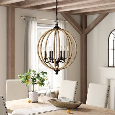 Amherst 6-Light Candle Style Globe Chandelier with Rope Accents