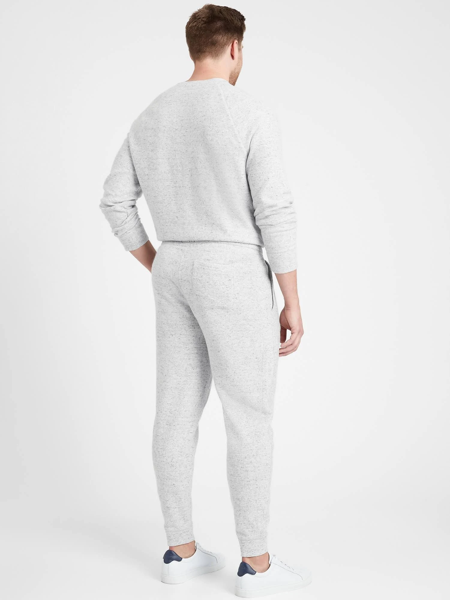 Banana Republic Men's Brushed Waffle-Knit Jogger Light Gray Size M