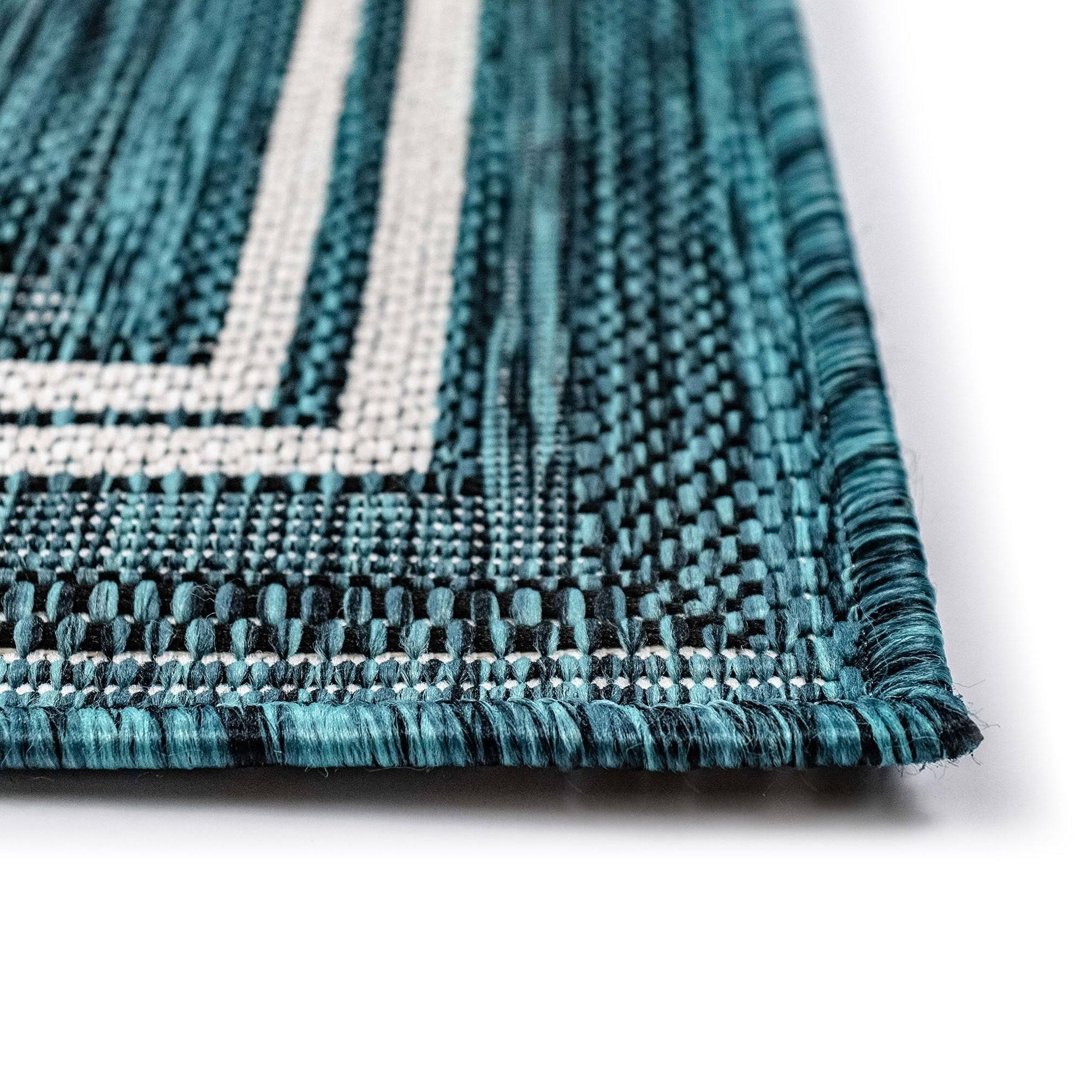 Liora Manne Carmel Multi Border Indoor/Outdoor Rug - Navy 4&10x22 x 7&6x22