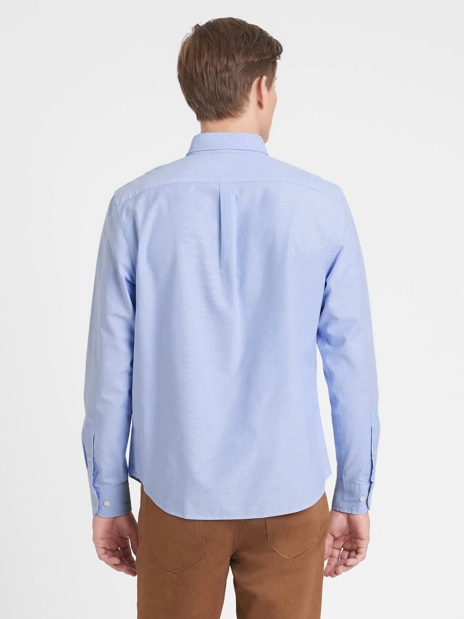 Banana Republic Men's Untucked Standard-Fit Cotton Oxford Shirt Light Blue Size M