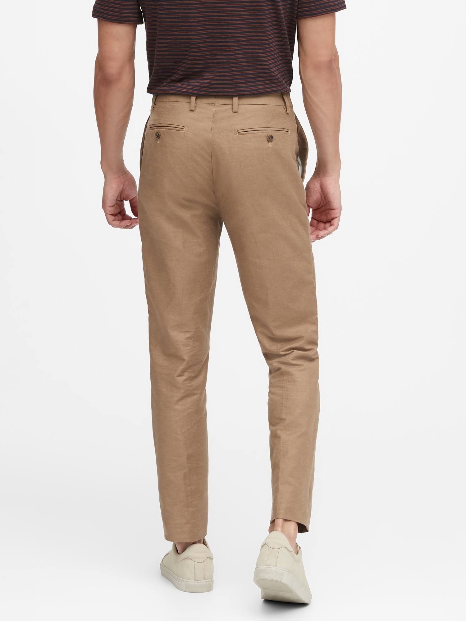 Banana Republic Men's Slim Tapered Italian Cotton-Linen Suit Pant Khaki Size 34W 34L