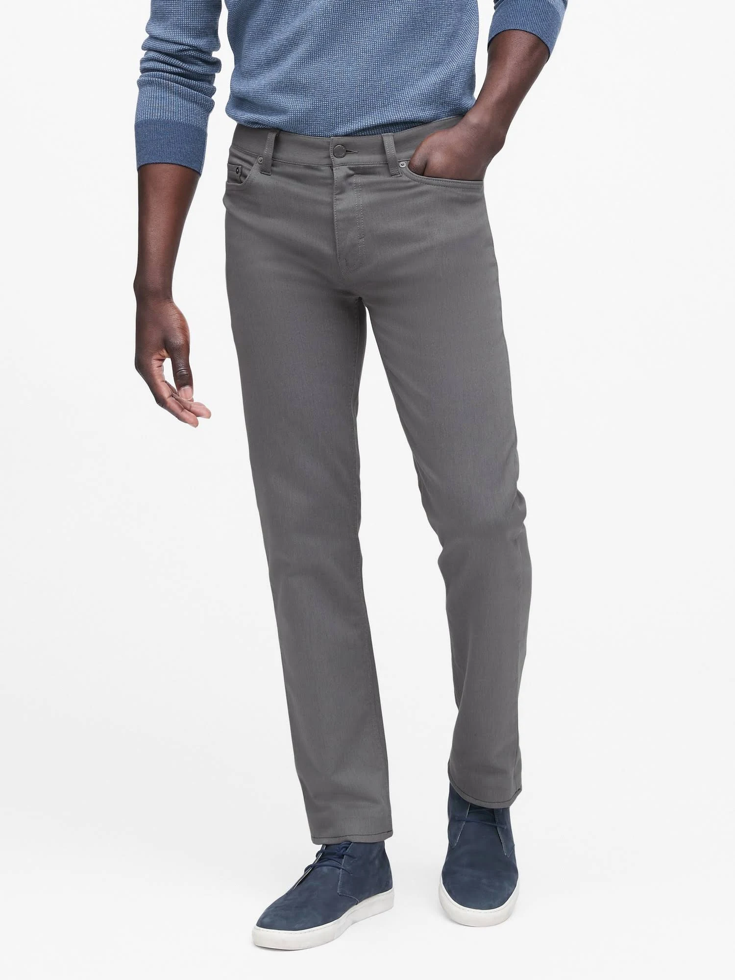 Banana Republic Men's Slim Heathered Traveler Pant Smoke Gray Size 33W 34L