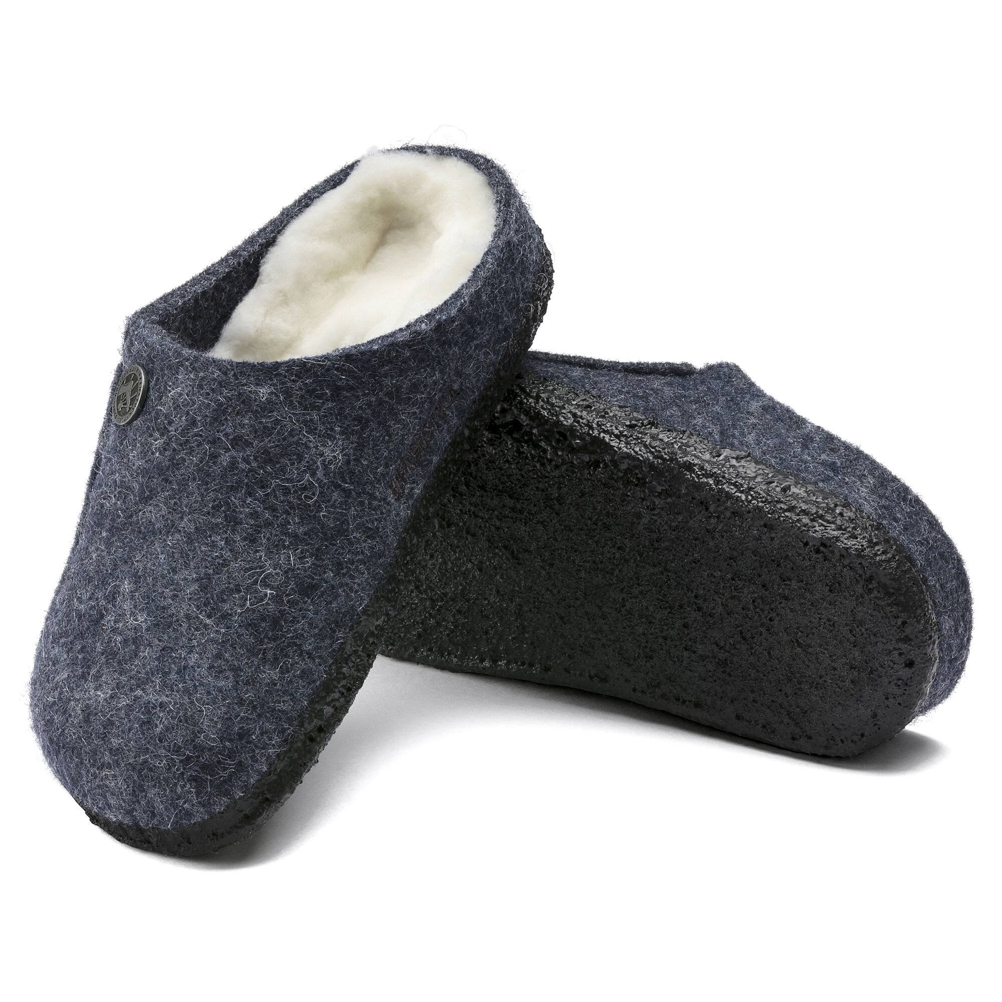 Birkenstock Kids Zermatt Wool Felt Dark Blue Shearling Clogs
