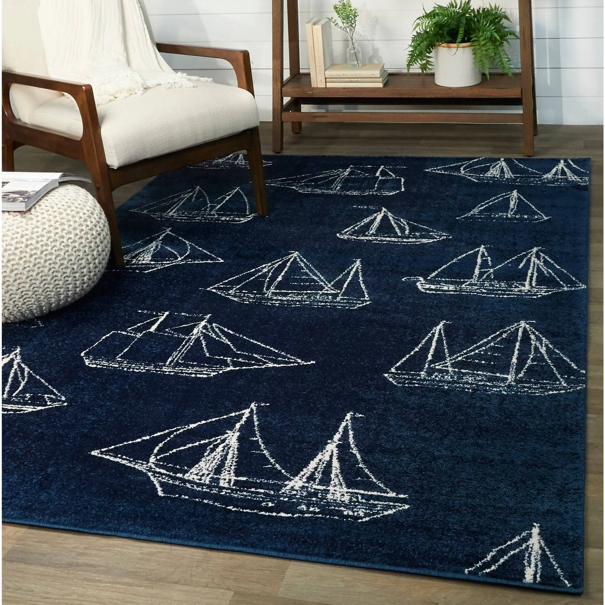 Balta Marino Nautical Ship Blue 8 ft. x 10 ft. Area Rug