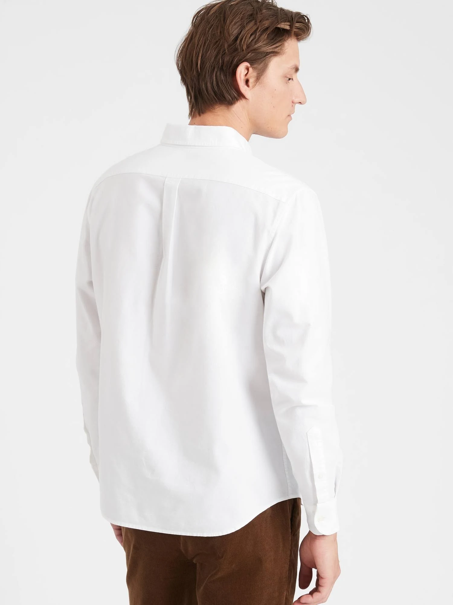 Banana Republic Men's Untucked Standard-Fit Cotton Oxford Shirt Optic White Size XXL