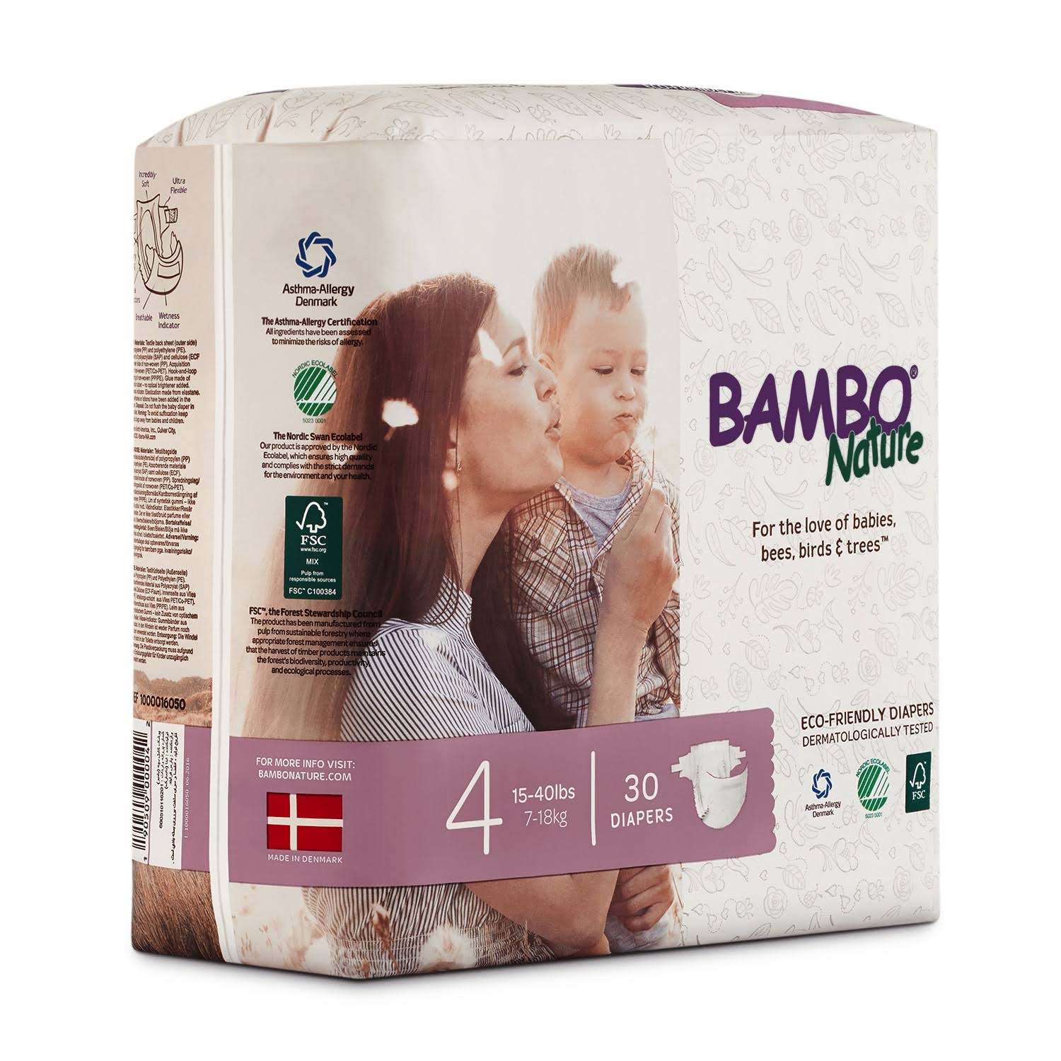 Bambo Nature Premium Baby Diapers Size 4 180 Count 6 Packs of 30