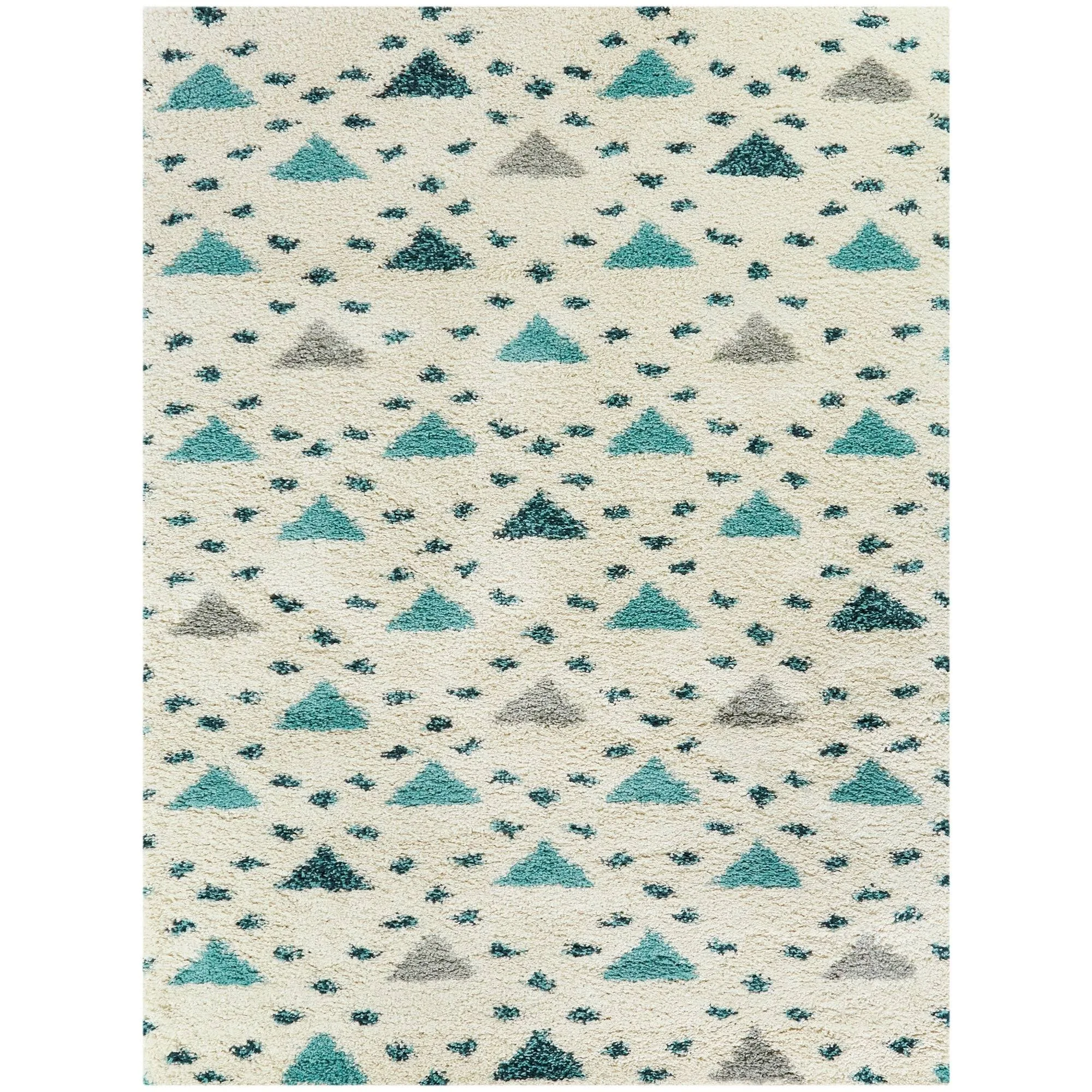 Balta Belmonte Cream 5 ft. x 7 ft. Geometric Shag Area Rug, Ivory