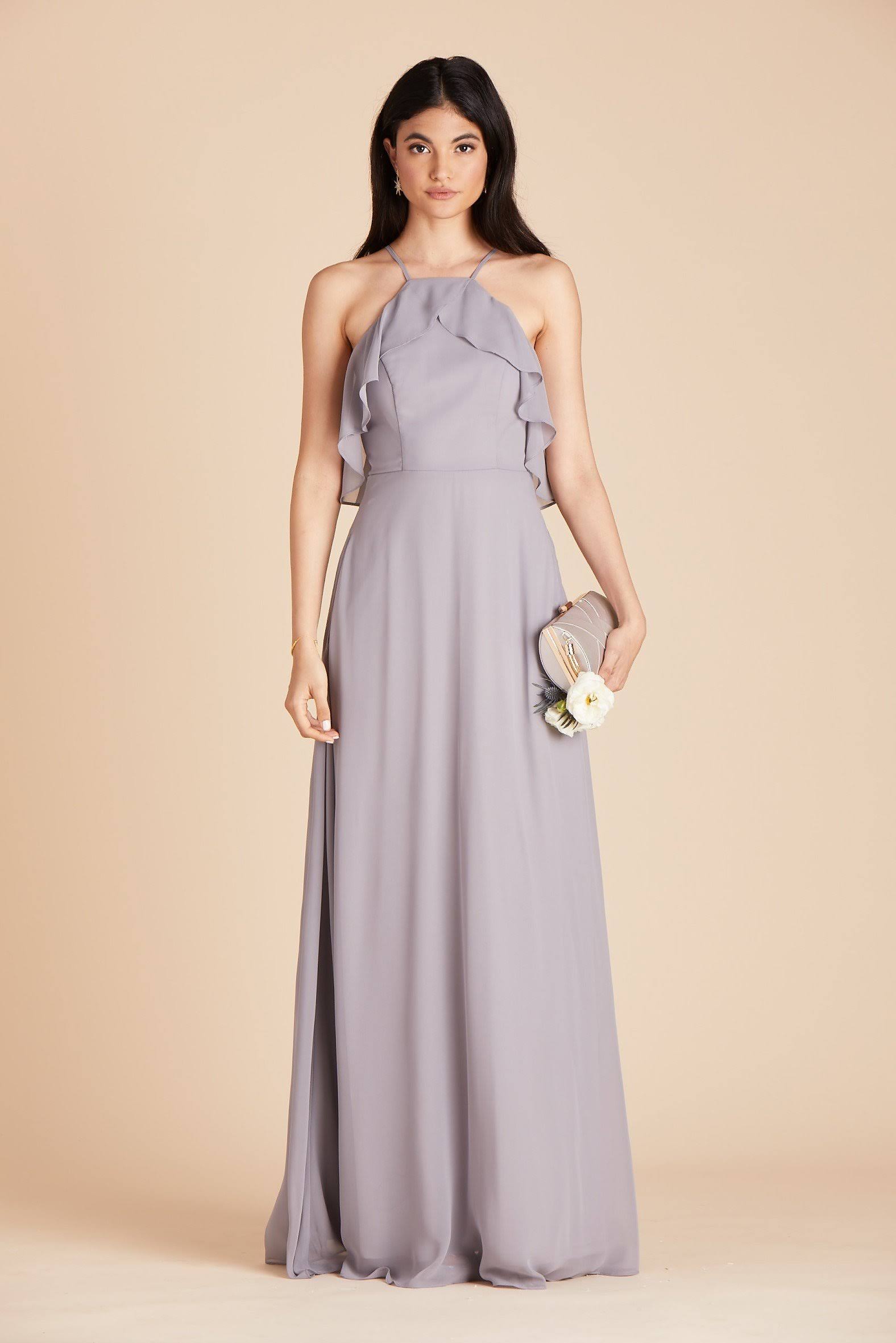 Birdy Grey Jules Chiffon Bridesmaid Dress in Silver XXL / Silver