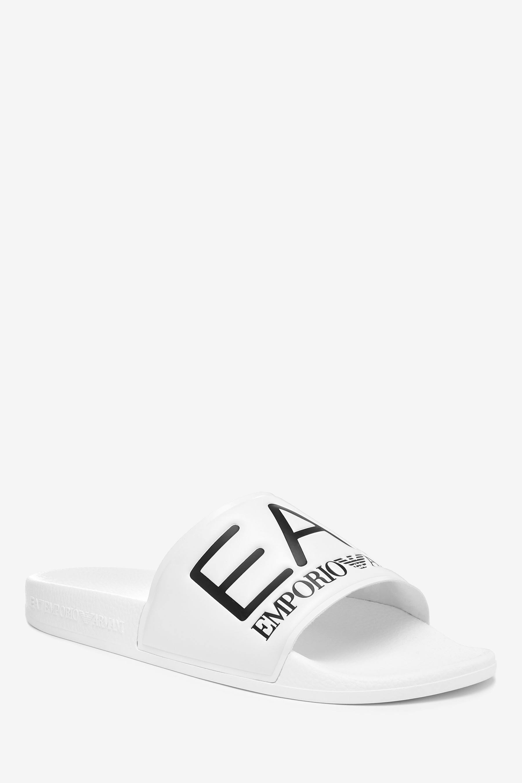 EA7 Printed Logo Slides - White - Flat Sandals - 38
