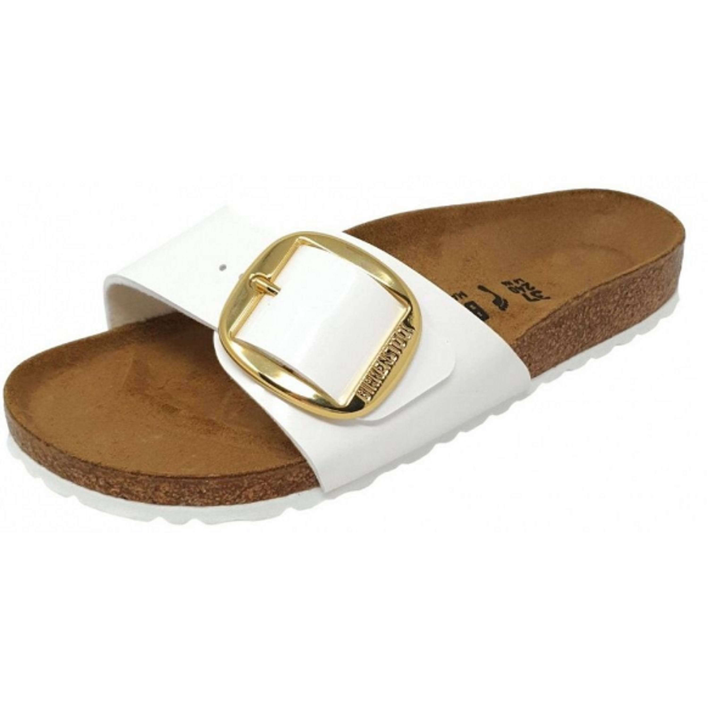 Birkenstock Patent Madrid Big Buckle Signle Strap Sandals - White