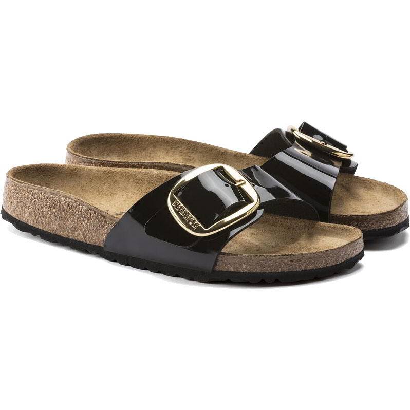 Birkenstock Unisex Madrid Big Buckle Birko-Flor Sandal Patent Black 37