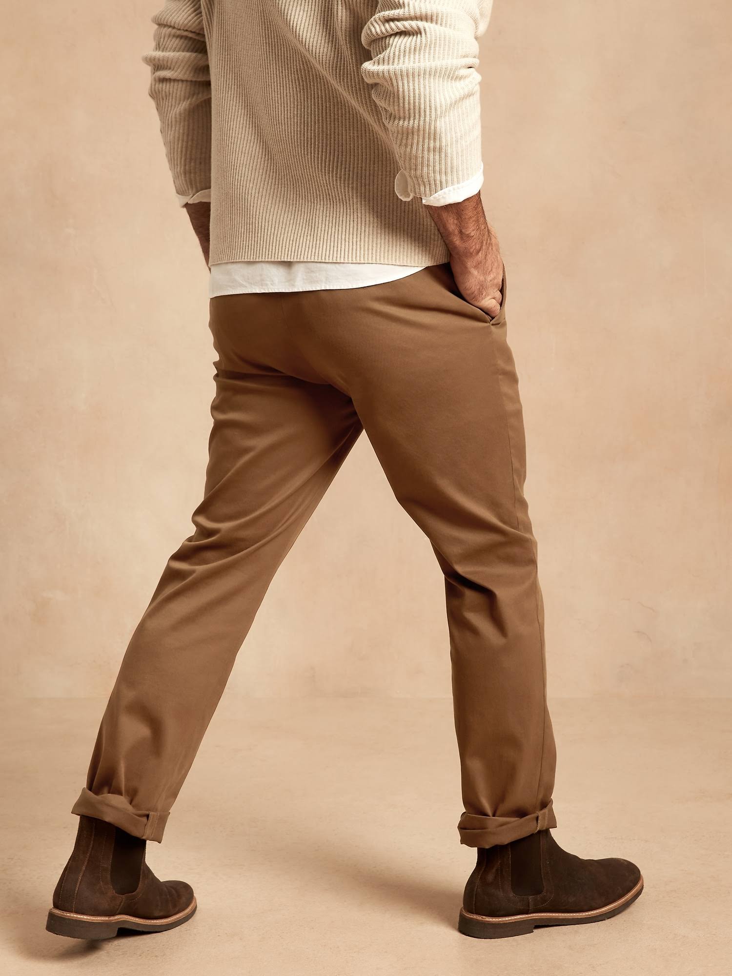 Banana Republic Men's Straight Rapid Movement Chino Pant Sand Size 36W 30L