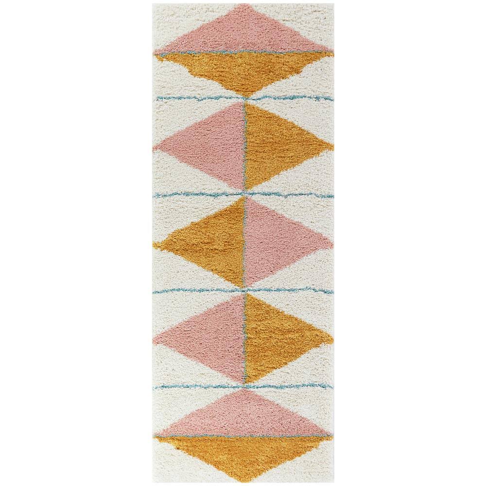 BALTA Levine Orange 3 ft. x 7 ft. Geometric Shag Runner Rug