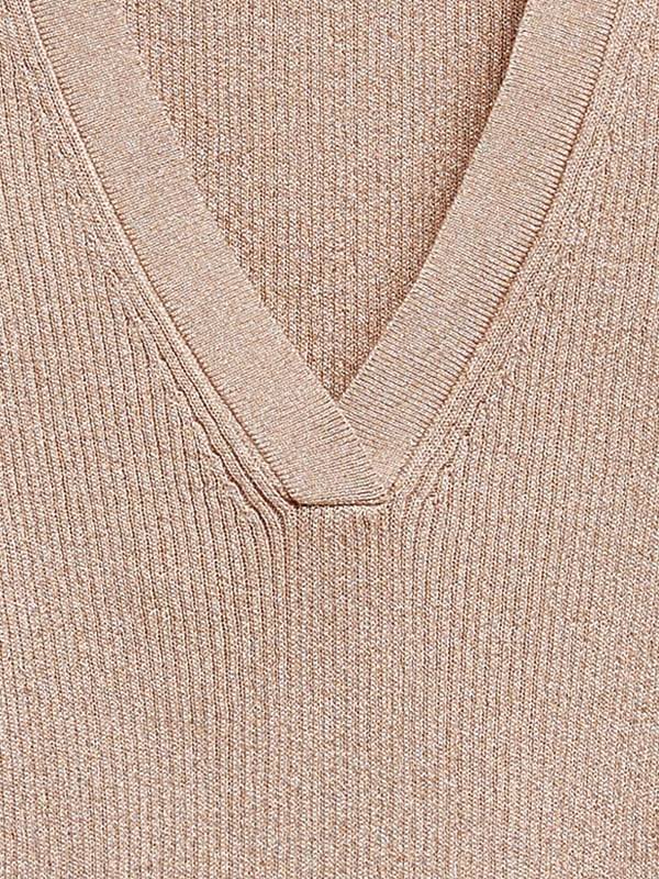 Banana Republic Women's Metallic Sweater Polo Shirt Champagne Gold Size XS