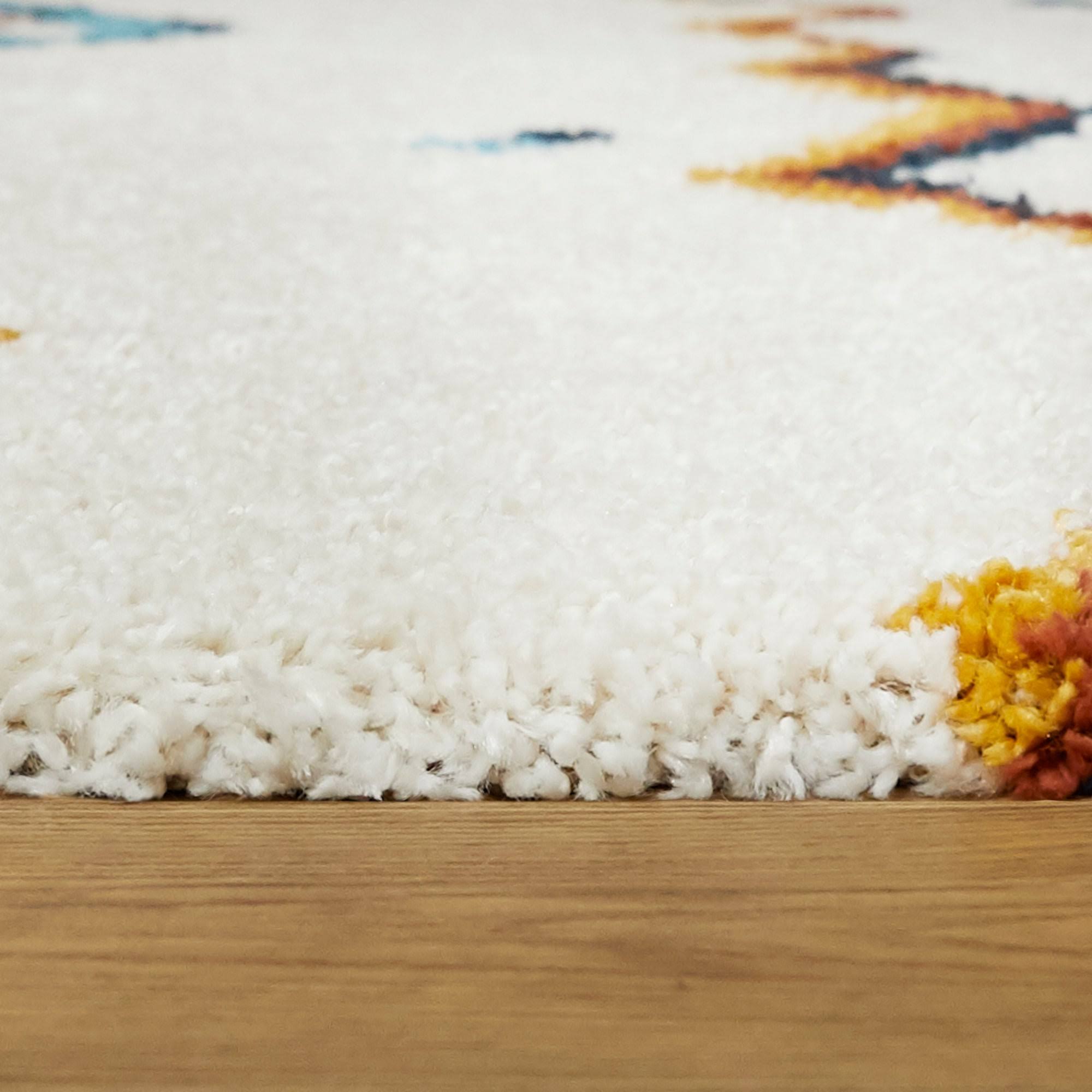 Backstedt Moroccan Bohemian Shag Boho Area Rug - 2&7x22 x 7& Runner - White