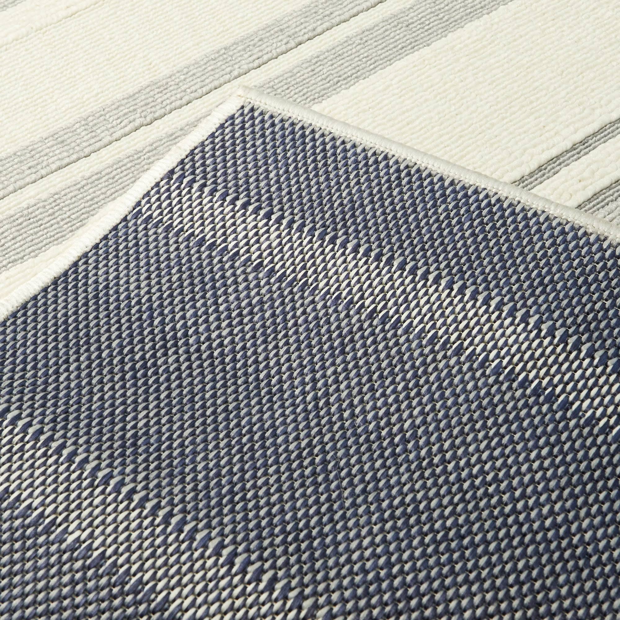 Hampton Bay Stripes Navy/White 8 ft. x 10 ft. Indoor/Outdoor Area Rug, Blue