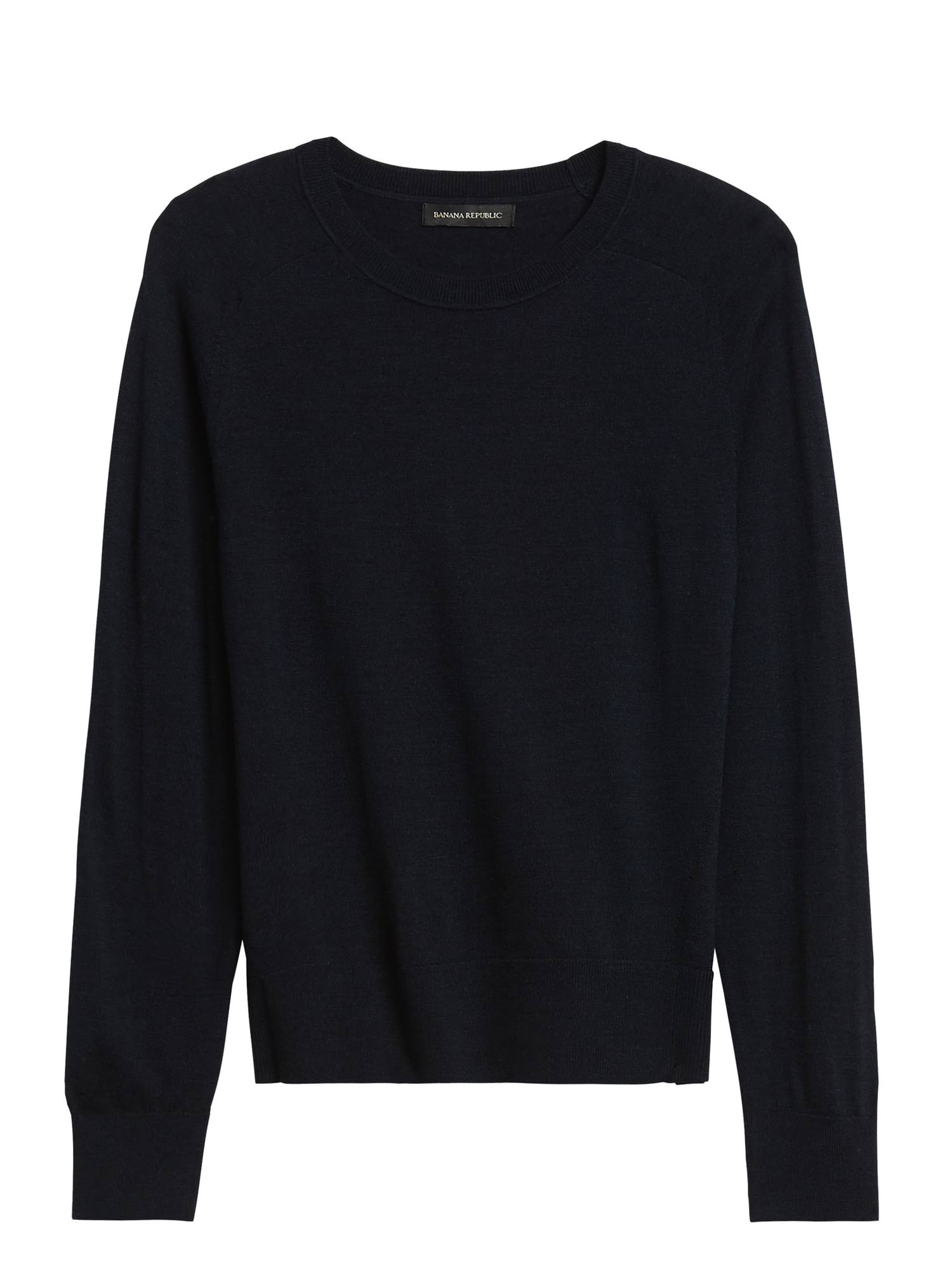 Banana Republic Women's Petite Washable Merino Crew Sweater-Neck Sweater Navy Petite Size S