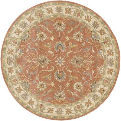 Arden Floral Hand Tufted Wool Camel Area Rug Birch Lane Rug Size: Round 6&