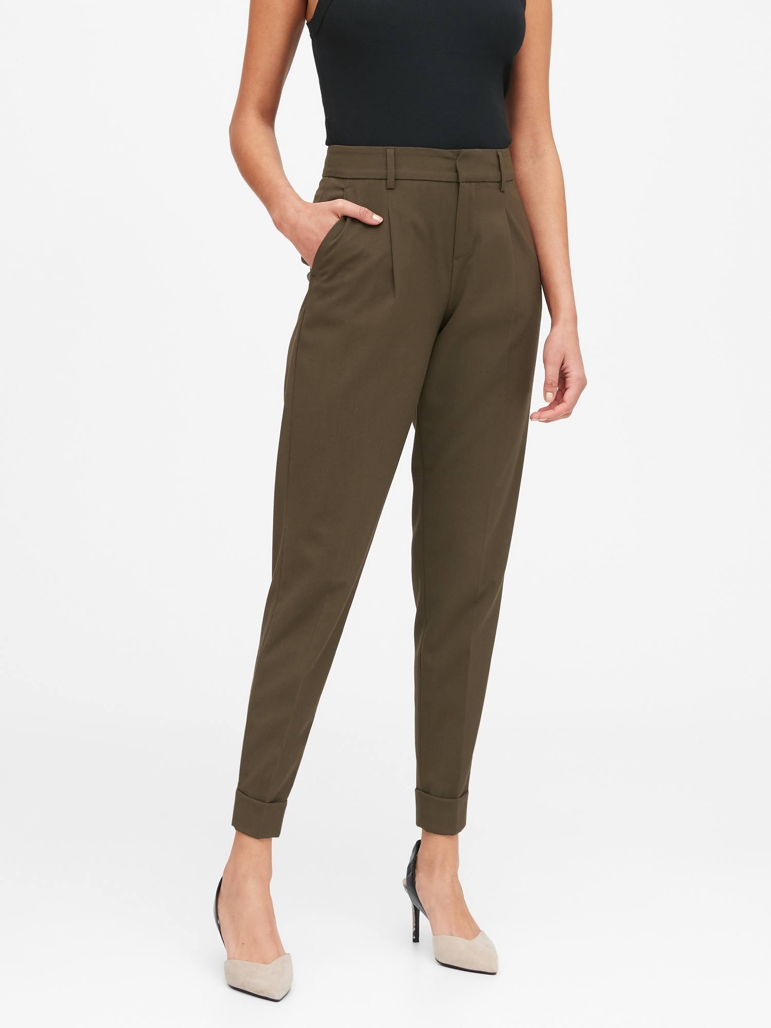 Banana Republic Women's High-Rise Tapered Cropped Pant Splendid Green Size 8 Regular