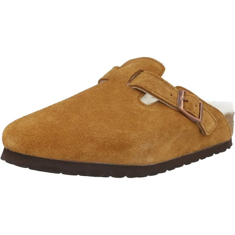 Birkenstock Boston Shearling Suede Leather Clogs - Mink