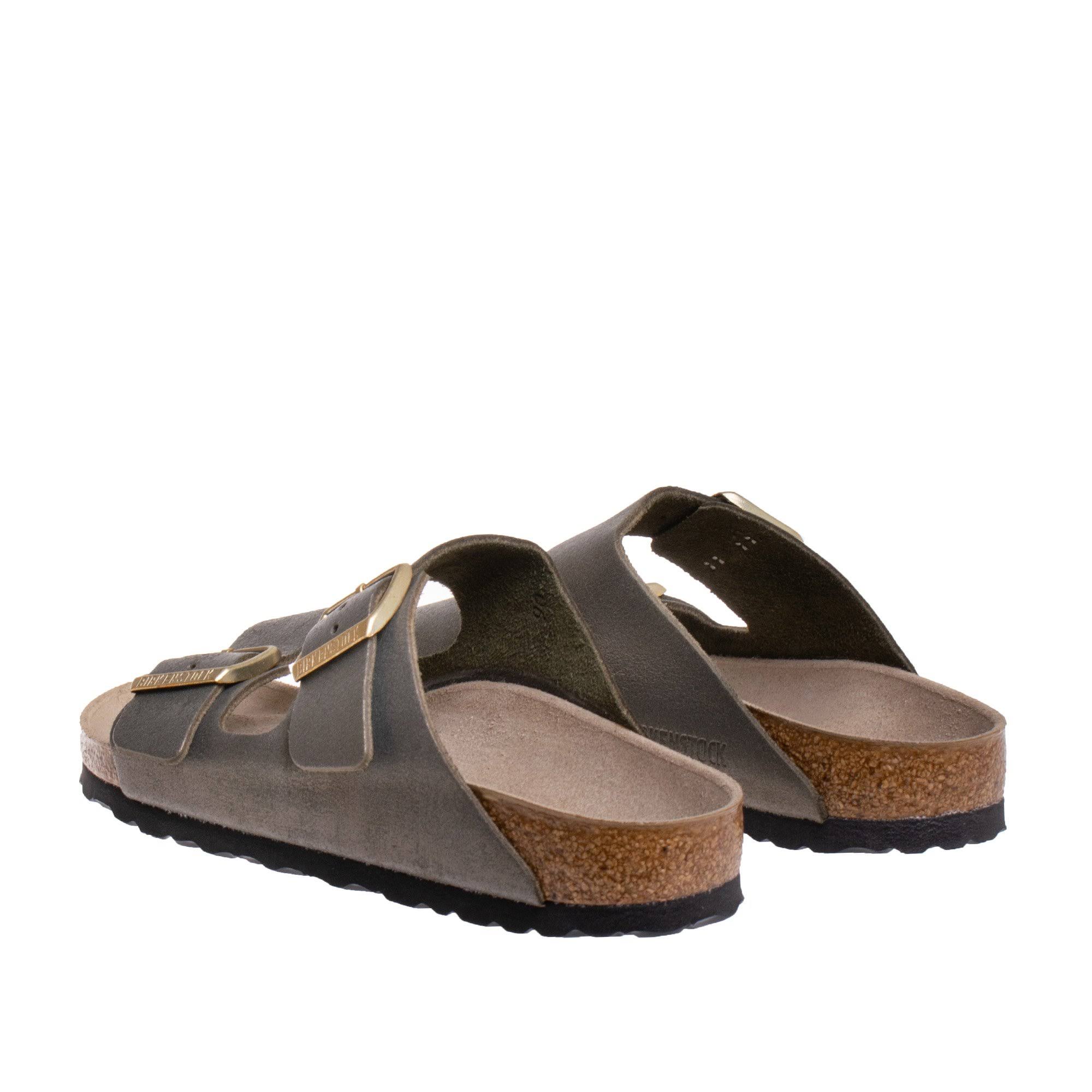 Birkenstock Women's Arizona Washed Metallic, Stone Gold Size: 39 N