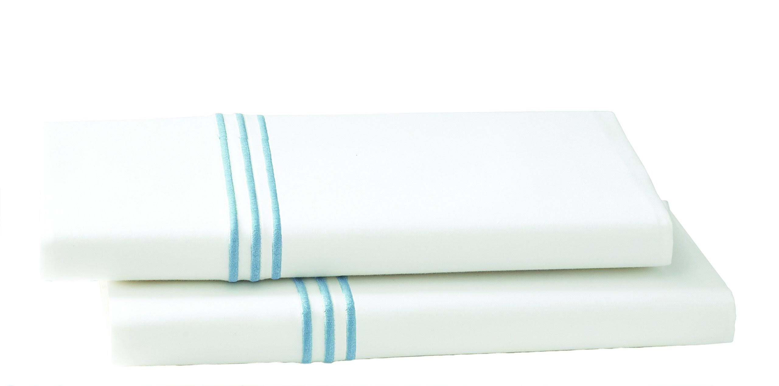 Cassadecor Embroidered Triple Line Bedding Sham Set - Blue - King