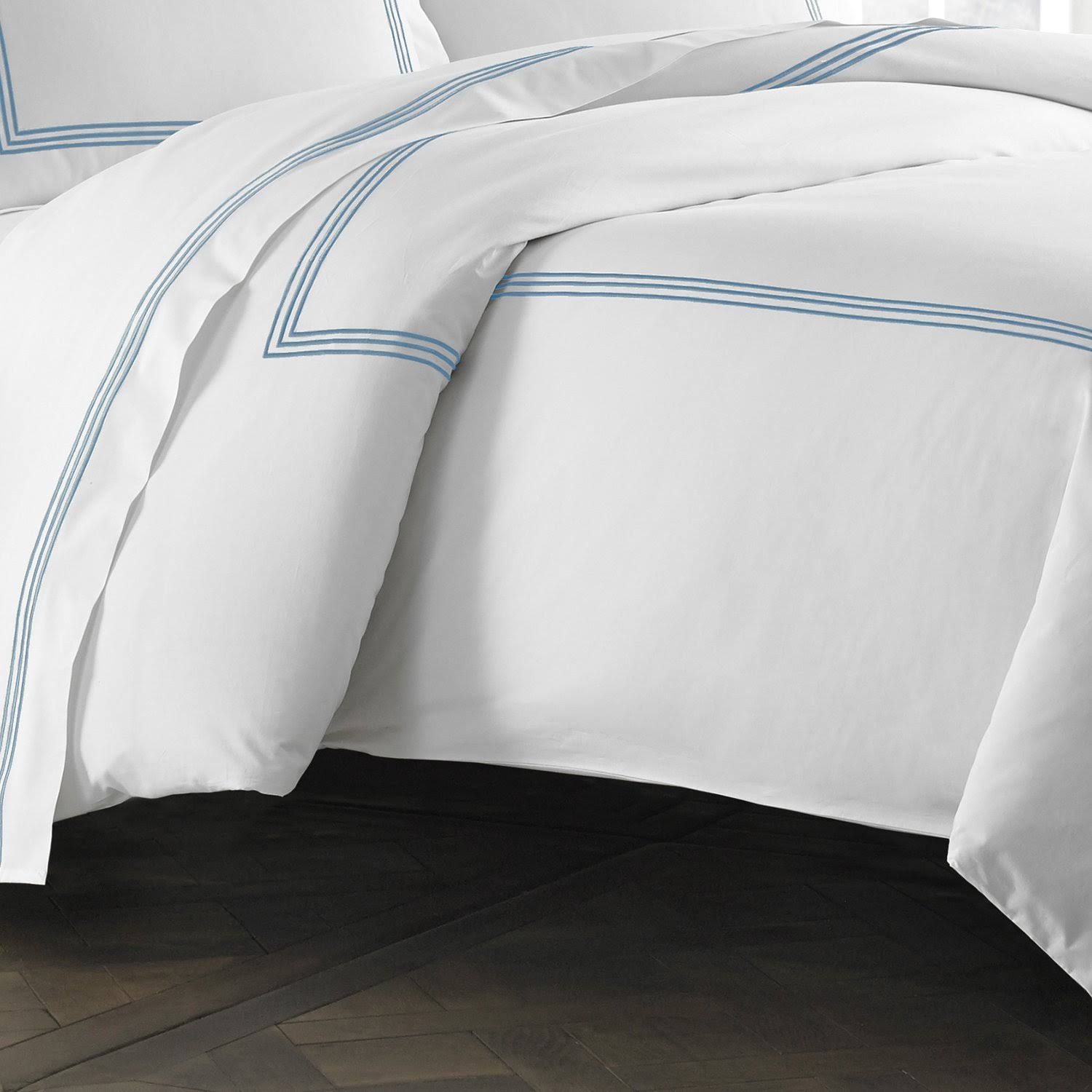 Cassadecor Black Embroidered Triple Line Bedding Euro Sham