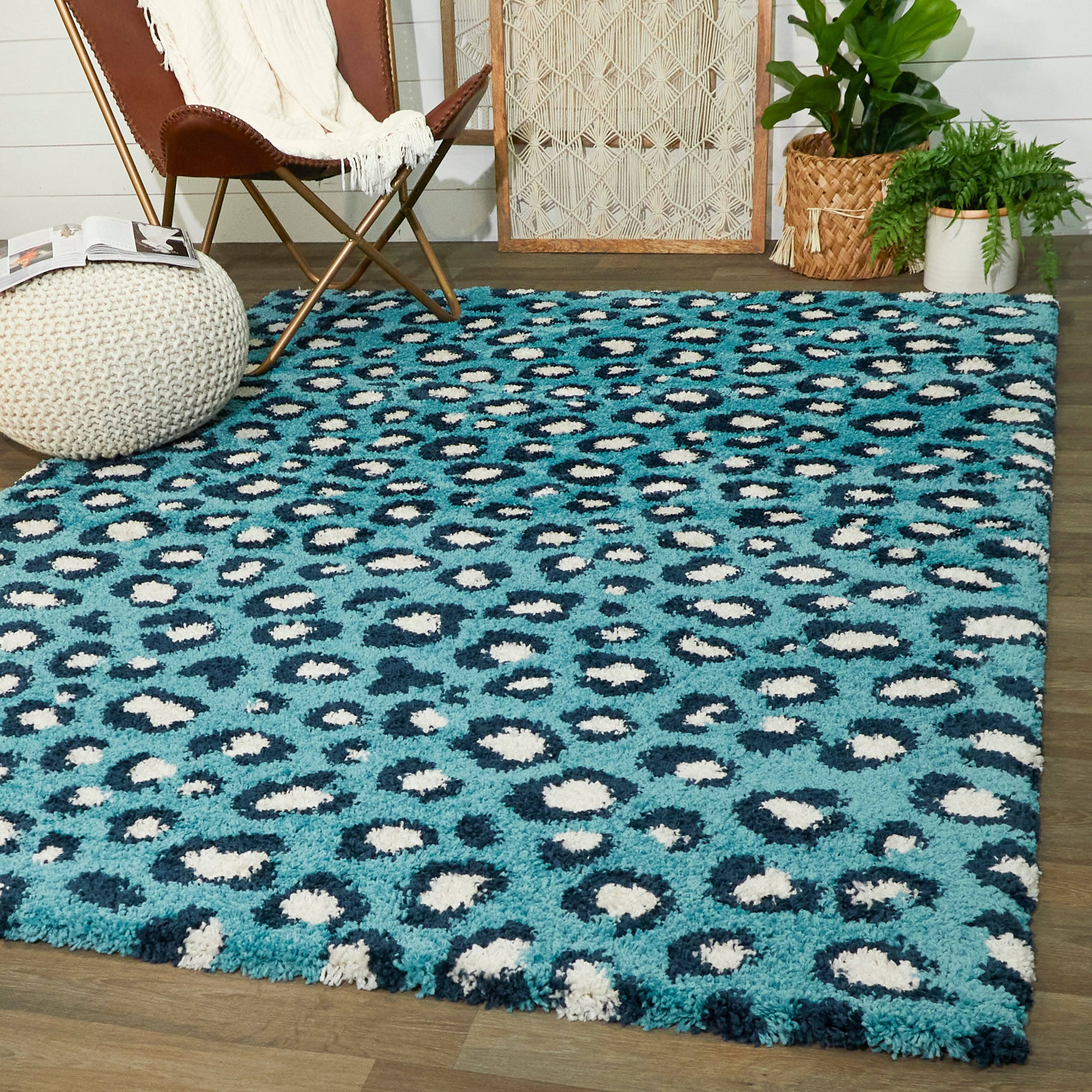 BALTA Alma Leopard Print Blue 8 ft. x 10 ft. Area Rug
