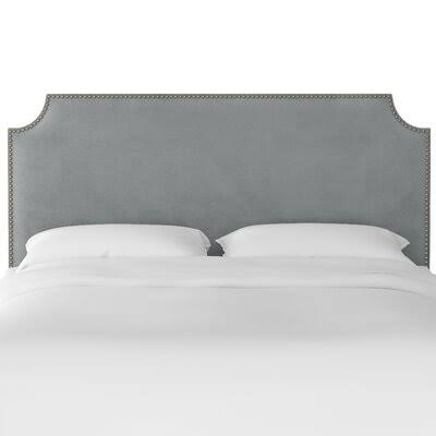 Alamak Velvet Notched Nail Button Upholstered Panel Headboard Willa Arlo Interiors Size: King, Color: Steel Gray