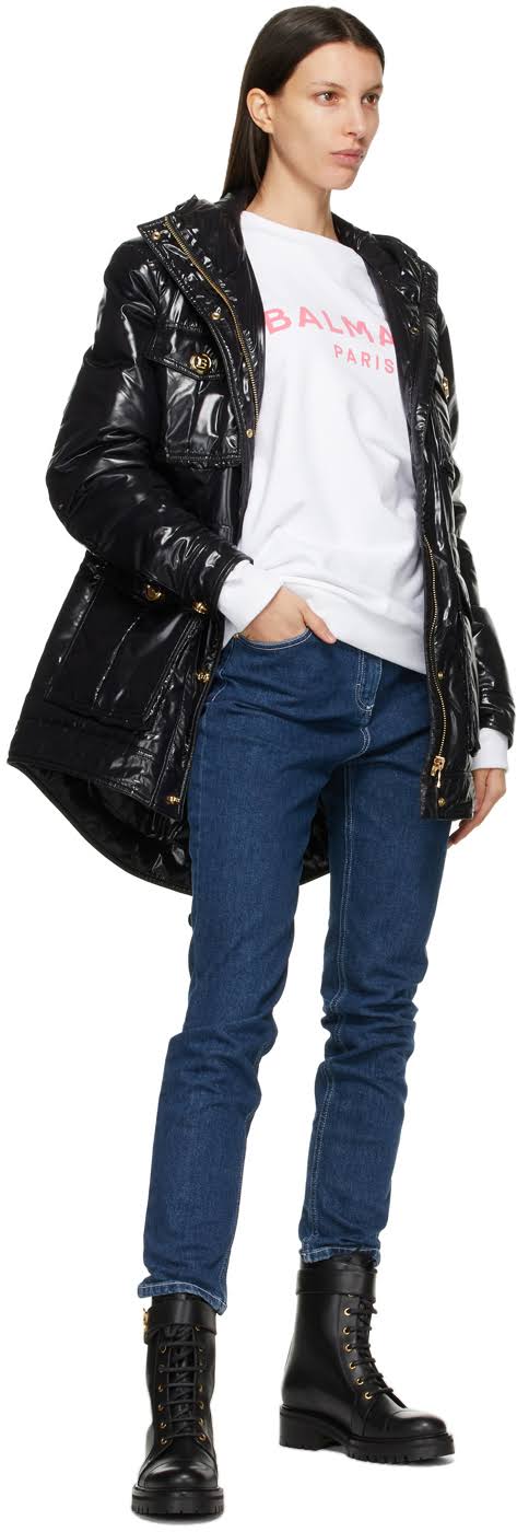 Balmain Logo Printed Cotton Sweatshirt - White - Sweatshirts