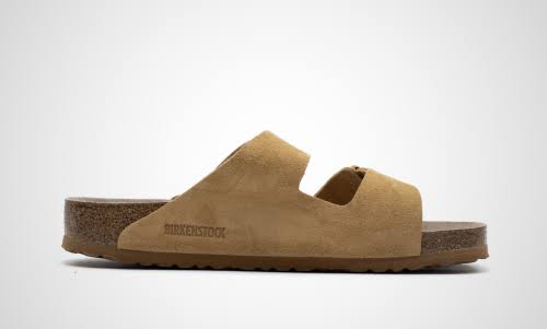 Birkenstock Arizona Suede Leather Latte Cream Two-Strap Sandals