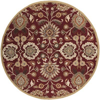 Arden Floral Handmade Tufted Wool Burgundy Area Rug Birch Lane Rug Size: Round 8&